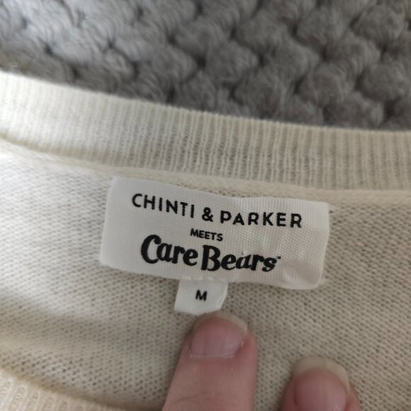 CHINTI & PARKER Care Bears Cheer Bear Sweater M Wool Cashmere Pink Rainbow Knit - Picture 4 of 11